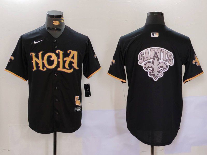 Men New Orleans Saints Blank Black Joint Name 2024 Nike Limited NFL Jersey style 3->customized mlb jersey->Custom Jersey